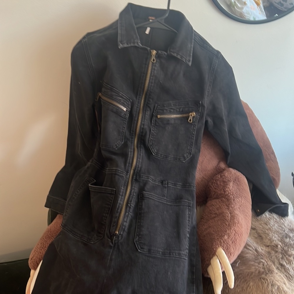 free people Lennox stretch denim jumpsuit